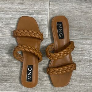 Mango Women's Brown Braided Sandals